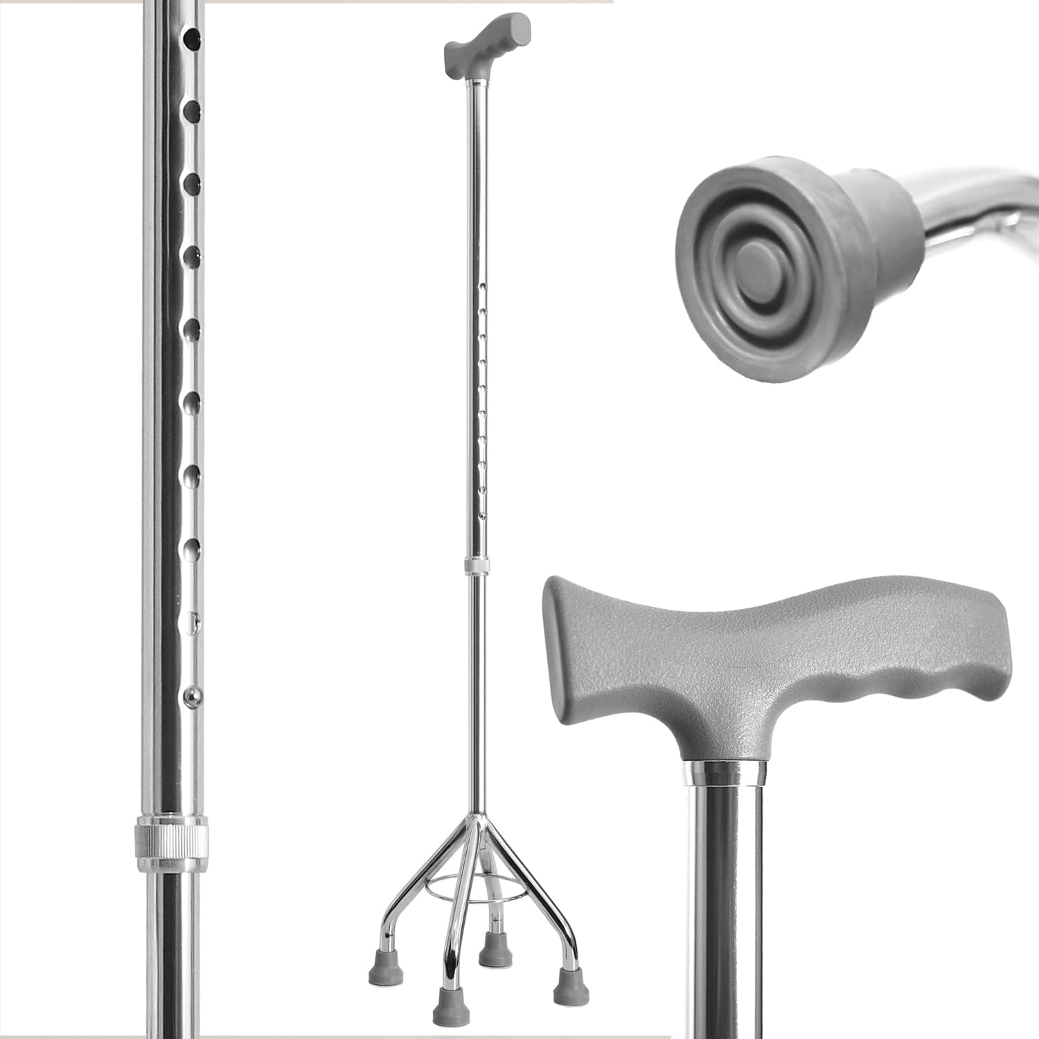 Premium 4 Leg Walking Stick Light Weight Height Adjustable for Old People